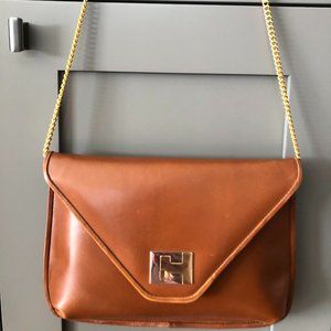 Genuine Leather SUSAN GAIL Convertible Handbag Clutch Shoulder Bag Gold Chain